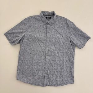 Blue Confetti Square Print Alfani SS XL Men’s Button Shirt Short Sleeve